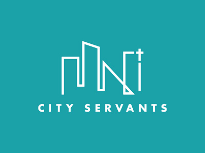 City Servants - Final city cross futura linework logo mark skyline typography