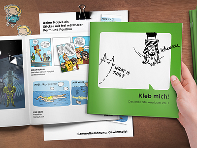 Kleb mich! (Stick me!) - Pitch preview 2 bande dessinee comicon crowdfundining event kickstarter kleb mich! promotion startnext sticker magazine stickerbook stickers webcomics