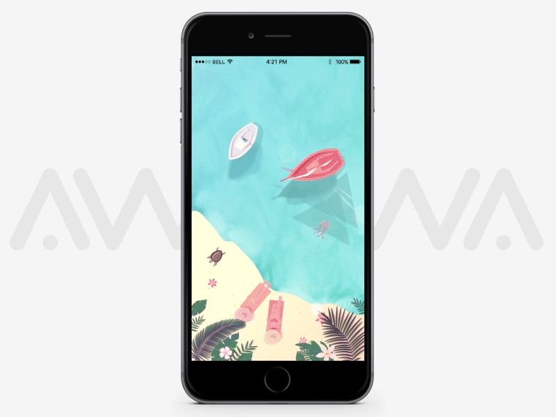 One of AWWWA interactive wallpapers app apple awwwa beach interactive iphone 6 sea shark wallpaper