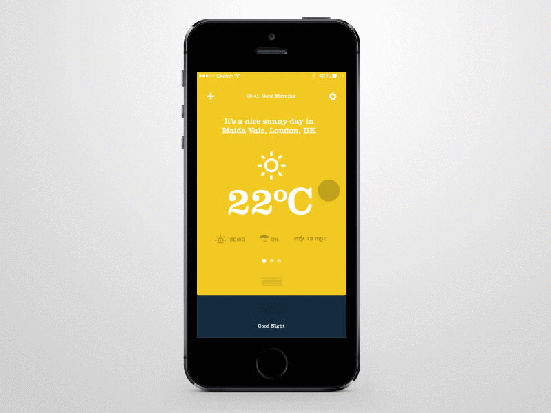 Goodgood alarm clock interface design mockup prototype ui ux weather