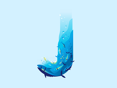 J 36daysoftype color fish illustration letter ocean sea type water