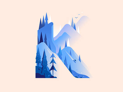 K 36daysoftype color illustration letter mountains nature snow snowboarding type winter