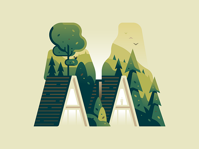 M 36daysoftype color forest house illustration letter nature type village
