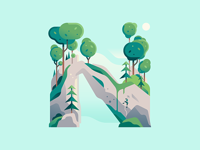 N 36daysoftype climbing color illustration letter nature rock type