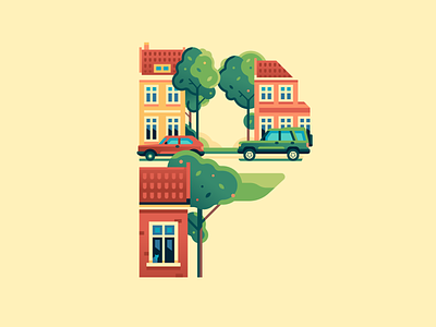P 36daysoftype cars color district houses illustration letter neighborhood type