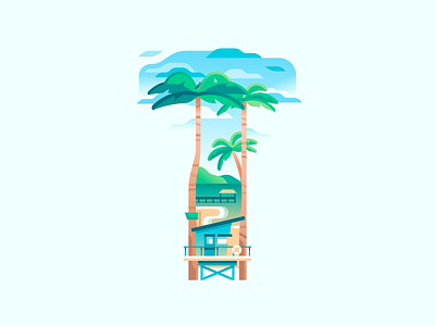 T 36daysoftype beach color illustration letter nature palm palms sea travel type