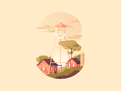 3 36daysoftype color farm illustration letter nature rancho type village watertower