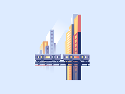 4 36daysoftype buildings city color dowtown illustration letter metro train type
