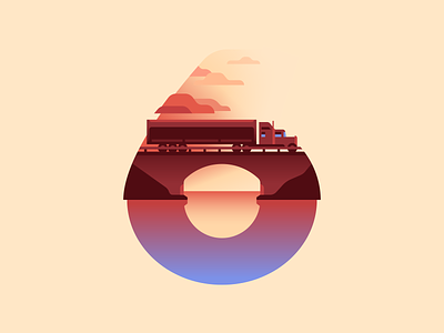 6 36daysoftype bridge color illustration letter sunset truck type water
