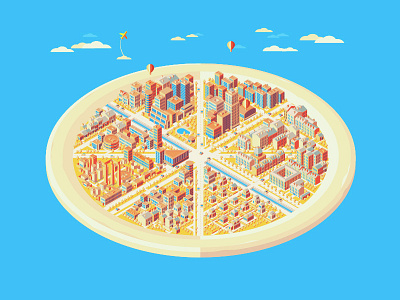 PizzaCity city color illustration isometry