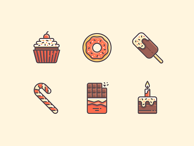 Sweets Icons color icons line
