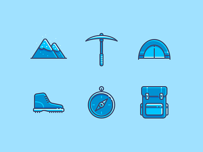 Alpinism Icons color icons line