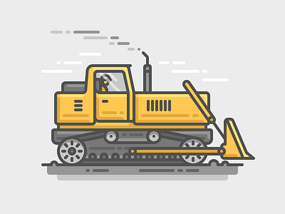 Bulldozer color illustration line