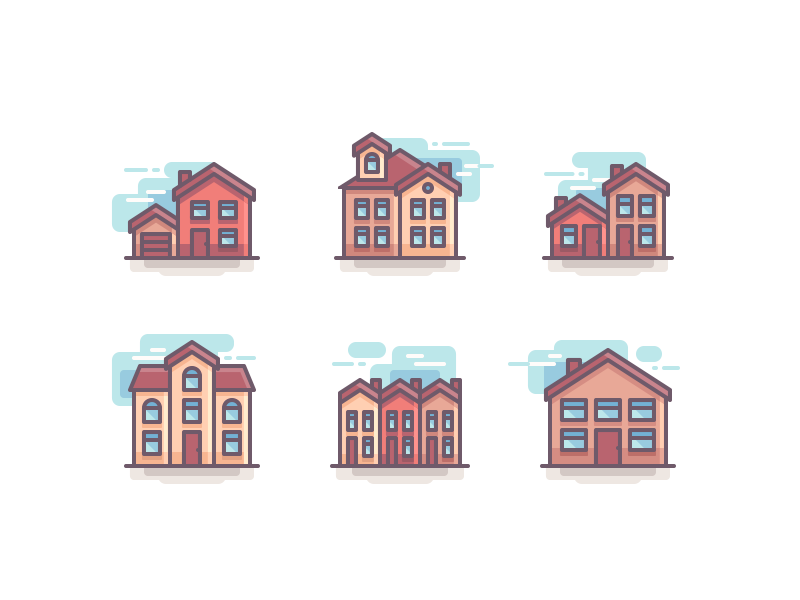 Houses icons by Yegor Meteor on Dribbble