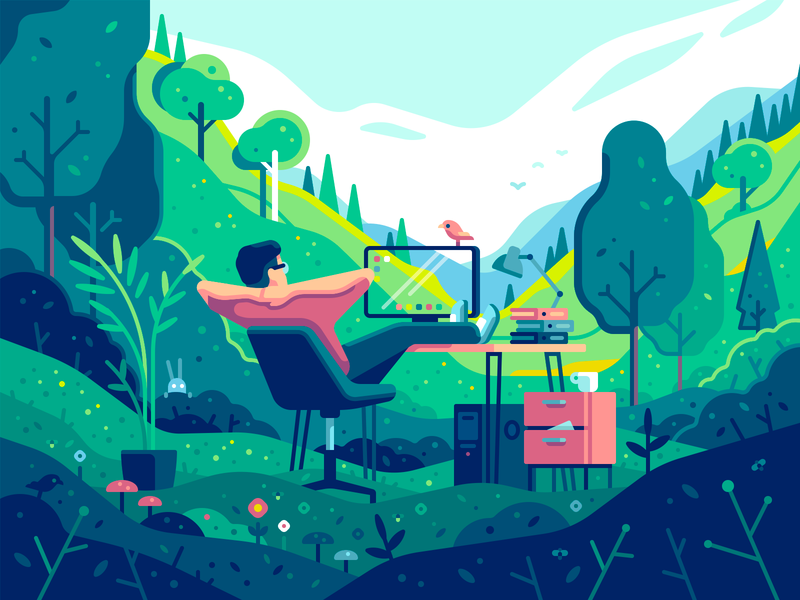 Perfect Office character color forest illustration nature workspace