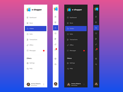 Sidebar Navigation (Light and Dark Theme) menu bar navigation sidebar sidebar navigation ui ux