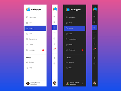 Sidebar Navigation (Light and Dark Theme) by Md. Imran Hasan on Dribbble