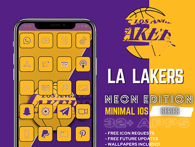 Lakers iOS 14 32+ iPhone App Icon Pack Design Style app basketball home screen icon ios ios 14 ios app ios app design ios apps ios14 ios14homescreen ios14icons ipad iphone la lakers lakers los angeles los angeles lakers