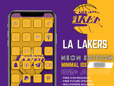 Lakers iOS 14 32+ iPhone App Icon Pack Design Style