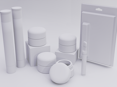 packaging assets layout - in white blender3d cycles render