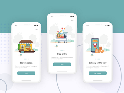 Fresh shop - Grocery app -onboarding app design illustration u ui ux vector