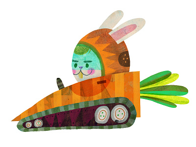 Rabbit Carrot Car illustration kids