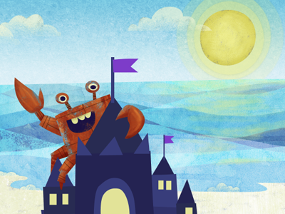 The Beach blue crab illustration ipad app sand