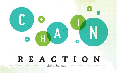 Chain Reaction Logo blue design green logo