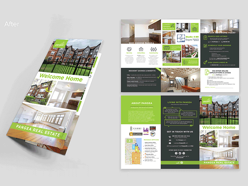 Brochure Redesign brochure brochure mockup green pangea pangea properties pangea real estate print real estate redesign tri fold trifold brochure