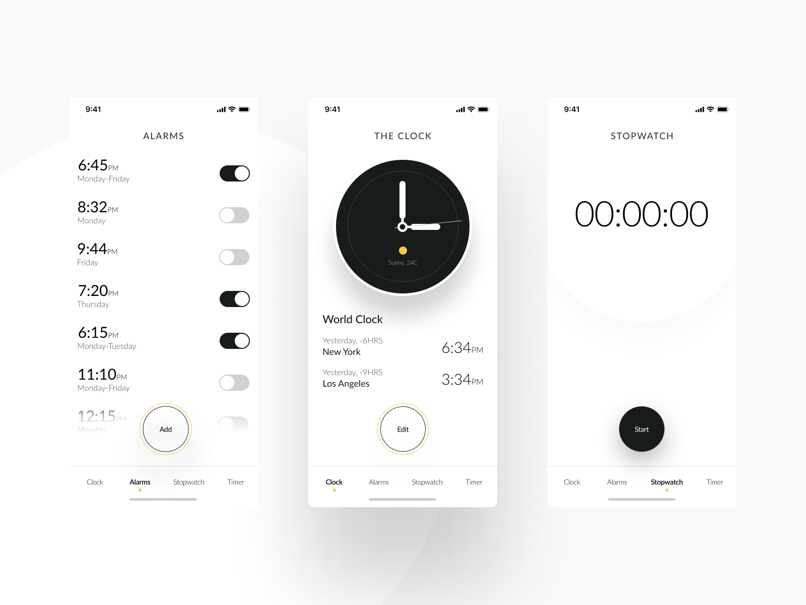 Clock app minimalistic by Rade Janjusevic 🔥 on Dribbble