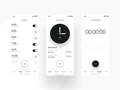 Clock app minimalistic alarms app apple brand brand design clock clock app design logo los angeles minimal minimalist minimalistic navigation new york ui ux web