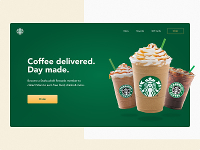 Starbucks Website Header avenir balkan coffee croatia cup flat gold gradient green landing minimal order page responsive serbian designer shop starbucks store tea work