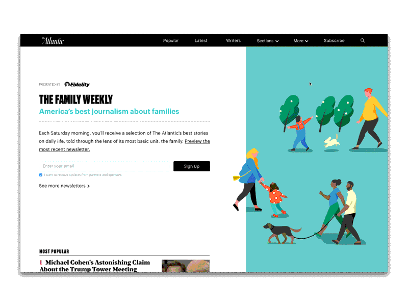 The Atlantic Newsletter Sign Up Page animation design form interaction landing page product prototype ui ux web