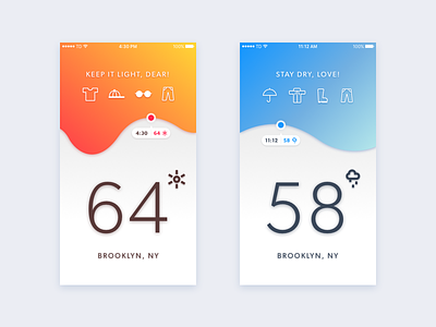 Tell Me What to Wear: A Weather App Concept app blue concept design graph interface ios orange rainy sunny ui weather