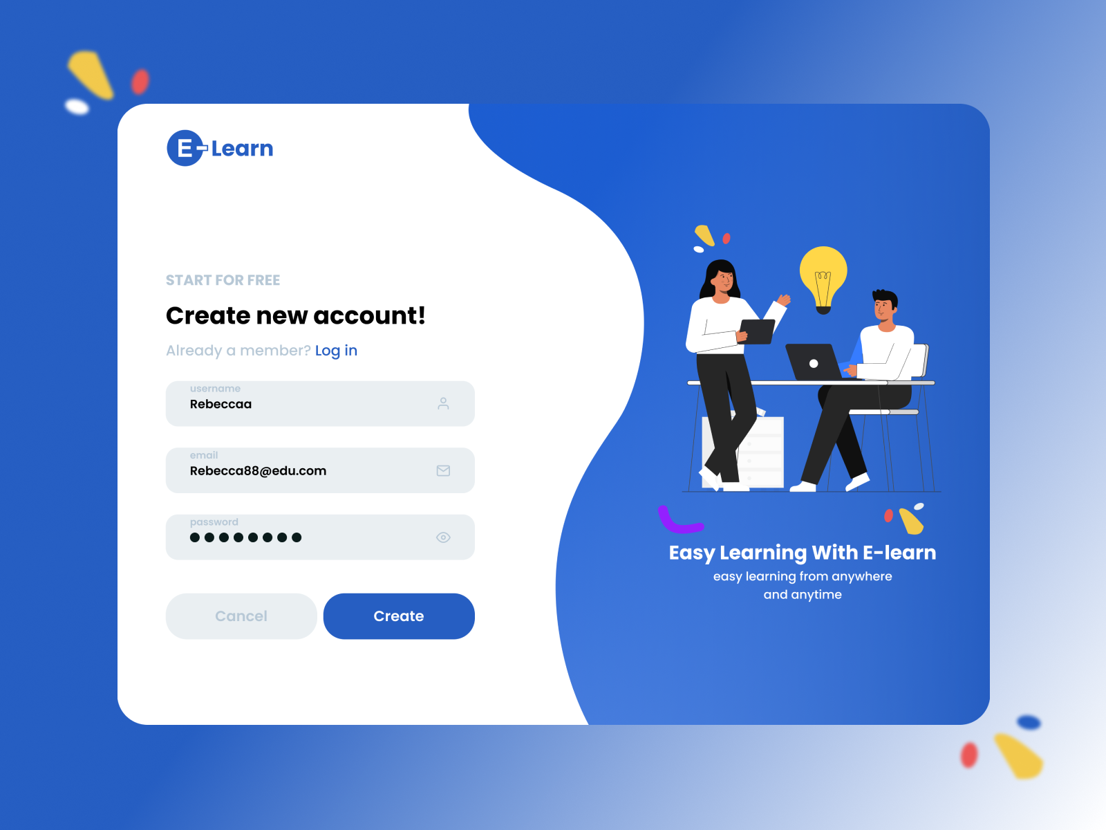 Sign Up Page E-Learn By Frhn On Dribbble