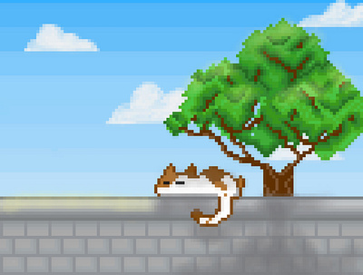 Lazy Cat cat digital art illustration pixel pixel art wallpaper