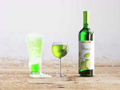 Green Wine Bottle Label Mockup