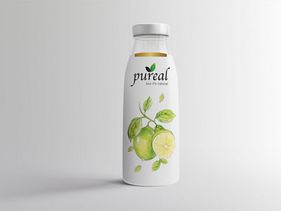 Pure Real Juice Glass Bottle Mockup