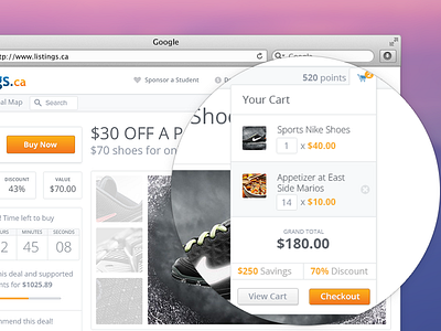 Cart blue cart checkout close discount dropdown orange savings shoe view cart web white