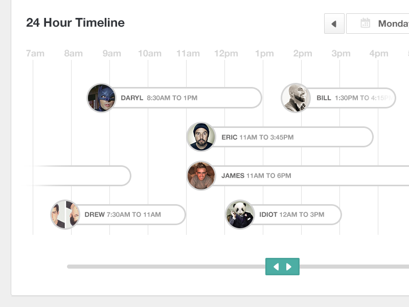 24 Hour timeline timeline 24 hours toggle date slider circle ui ux date picker button calendar web app