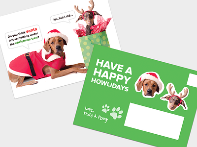 Holiday Post Cards dogs green holiday post card