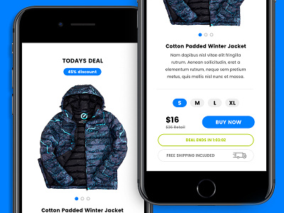 Daily Deals - App Prototype Design app design blue checkout prototype shopping