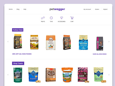 Pet Wagger - Prototype online pet store design dogs ecommerce pets products purple shop store