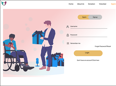 Signin form for charity website charity design login ui web