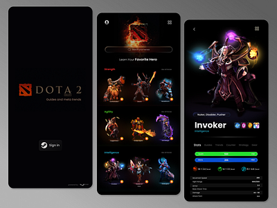 Dota 2 Guide Apps UI Concept apps design branding design dota2 apps design ex design game application game mobile graphic design icon illustration logo mobile apps typography ui ui design ux ux design ux research vector web design