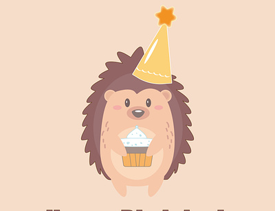 Ёжик design illustration vector день рождения поздравление праздник торт