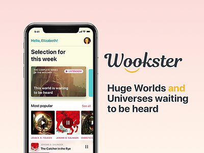 Wookster. Audiobooks Application app application audiobooks iphone iphonex mobile ui ux wookster