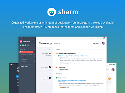Sharm. Tool for organizing the working process for designers