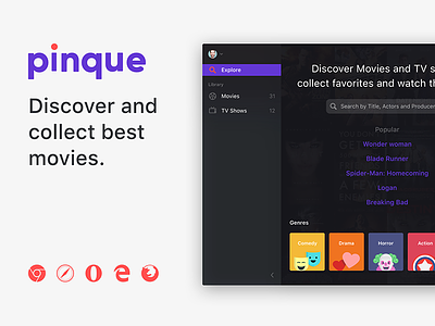 Pinque. Discover and collect best movies app collect design interface movies pinque tv ui ux