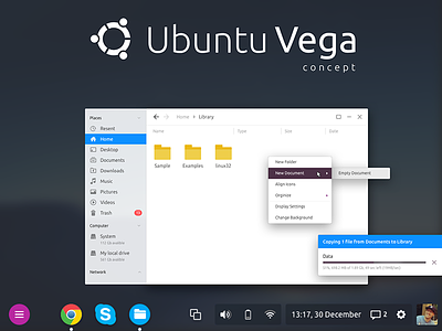 Ubuntu Vega. Concept new Ubuntu concept design linux mac operating system os ubuntu ui ux windows